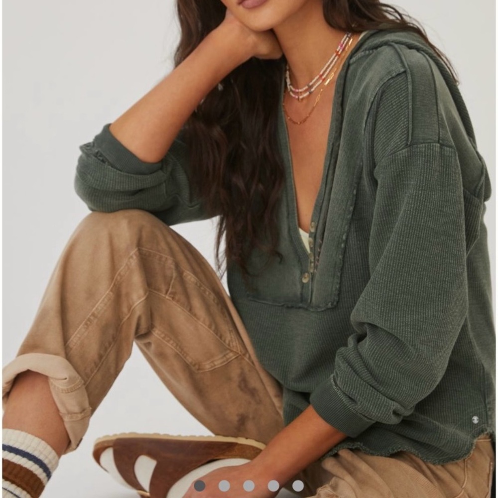Anthropologie Pilcro Tunic Hoodie Olive Green Womens L Oversized